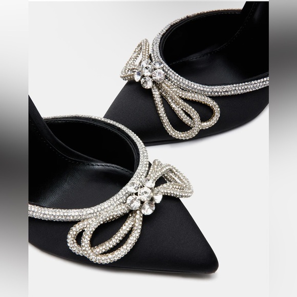 Steve Madden Viable Black Rhinestone Bow Heels – Size 9, Brand New with Box - Picture 2 of 16